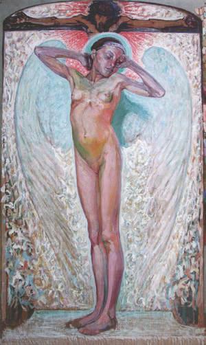Awakening on the background of the Crucifixion (1914) Oleksa Novakivskyi tablo - Dekolata