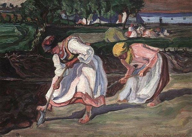 Digging at the vegetable garden (1920) Oleksa Novakivskyi tablo - Dekolata