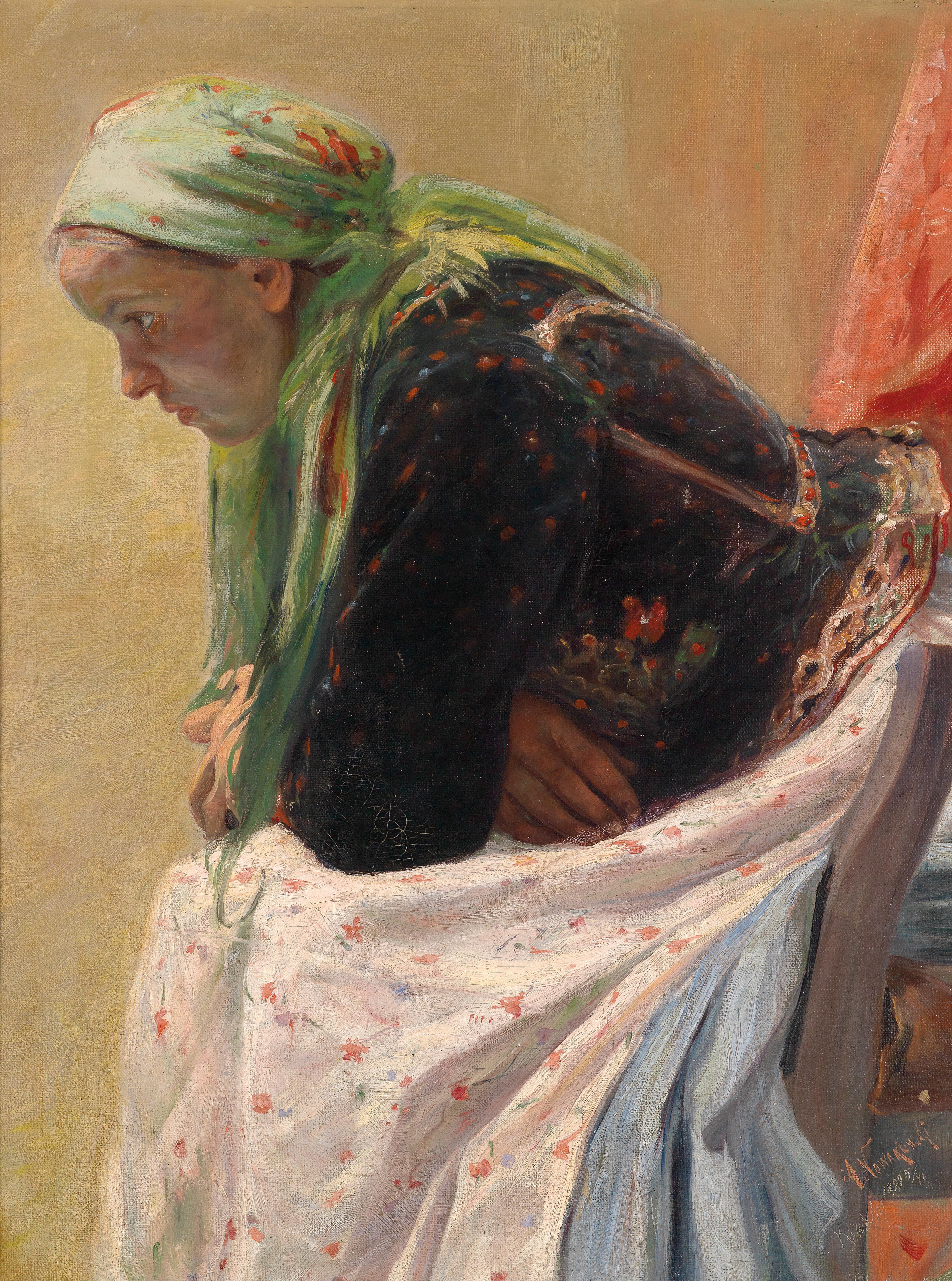 In thought (1899) Oleksa Novakivskyi tablo - Dekolata
