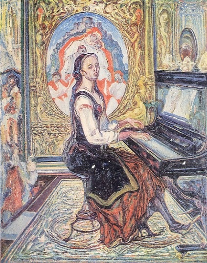 Music. Wife at the Piano (1929) Oleksa Novakivskyi tablo - Dekolata