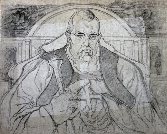 Portrait of Metropolitan Andrei Sheptytsky (To the composition Heavy Dream) (1920) Oleksa Novakivskyi tablo - Dekolata