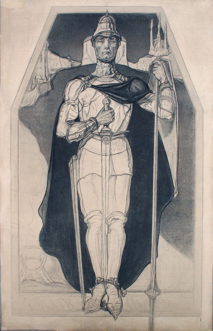 Prince Yaroslav Osmomysl, warrior (1919) – Oleksa Novakivskyi Tablo