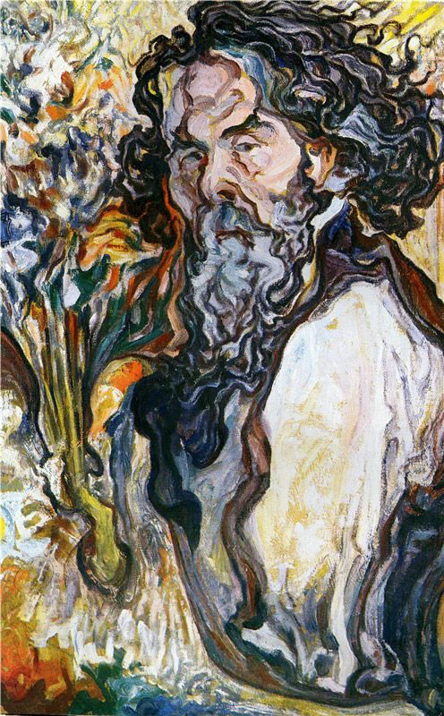 Self portrait with a bouquet of flowers (1933) Oleksa Novakivskyi tablo - Dekolata