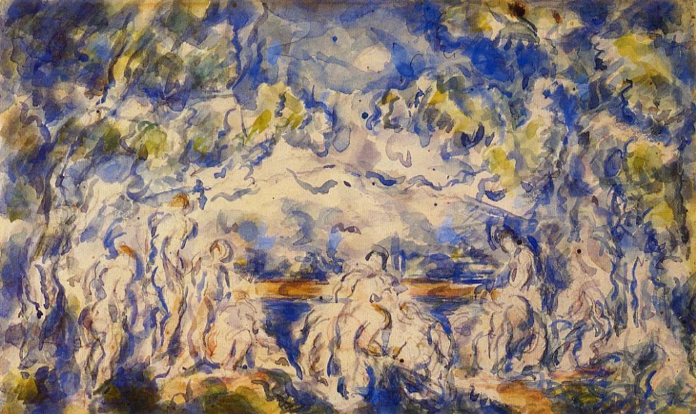 Bathers. Mont Sainte Victoire in the Background (1902) – Paul Cézanne Tablo
