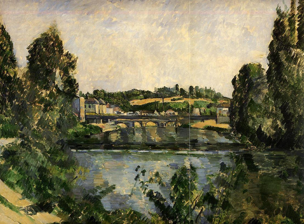 Bridge and Waterfall at Pontoise (1881) Paul Cézanne tablo - Dekolata