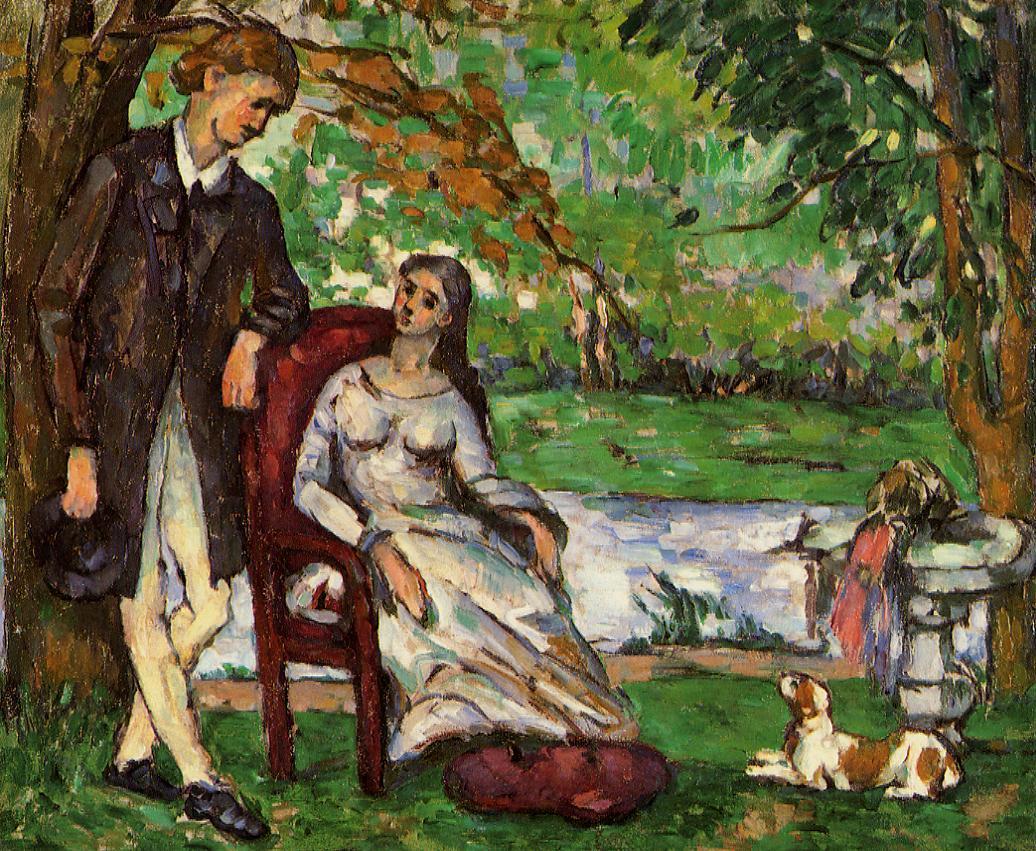 Couple in a Garden (1873) Paul Cézanne tablo - Dekolata