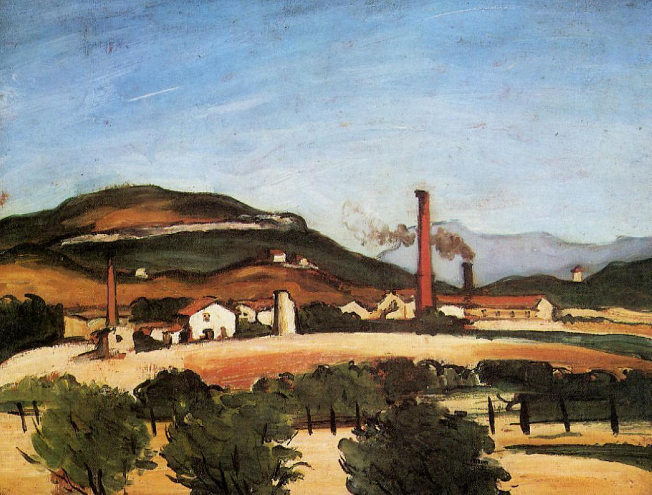 Factories Near Mont de Cengle (1870) Paul Cézanne tablo - Dekolata