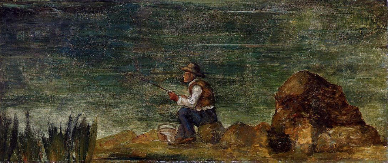 Fisherman on the Rocks (1864) Paul Cézanne tablo - Dekolata