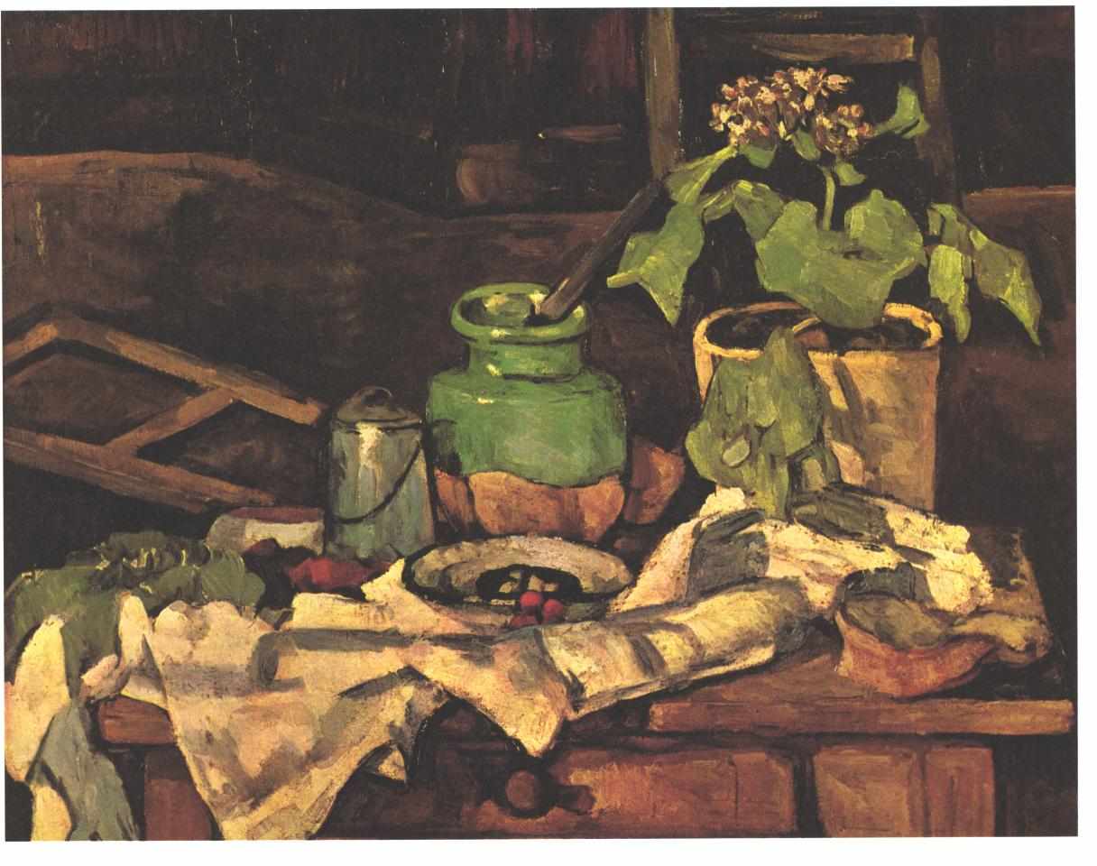 Flower pot at a table (1869) Paul Cézanne tablo - Dekolata