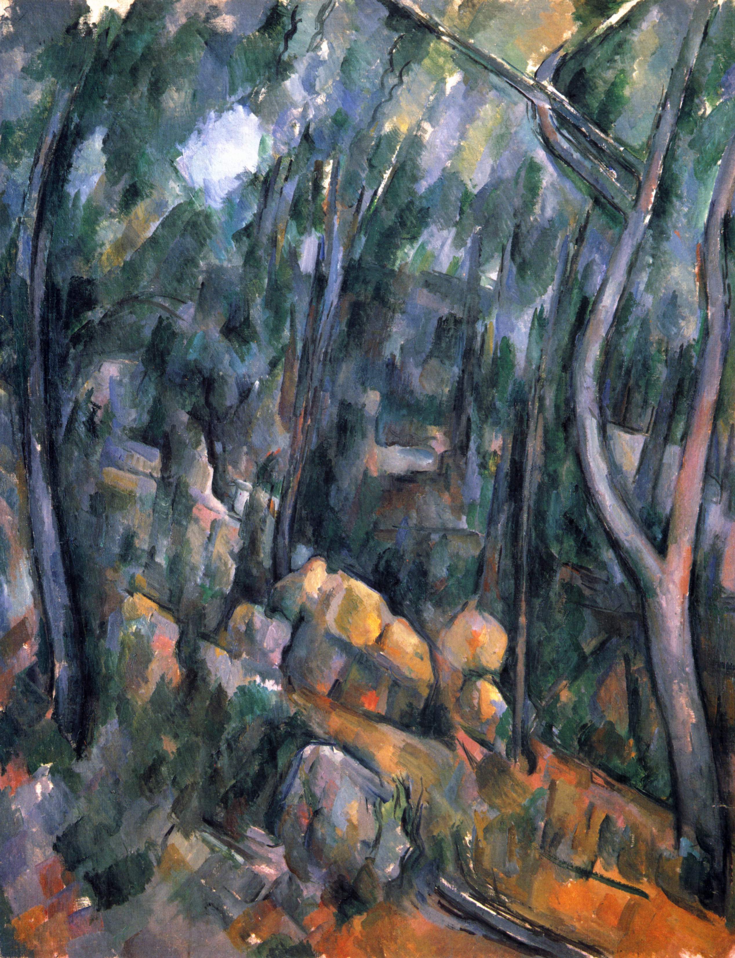 Forest near the rocky caves above the Chateau Noir (1904) Paul Cézanne tablo - Dekolata