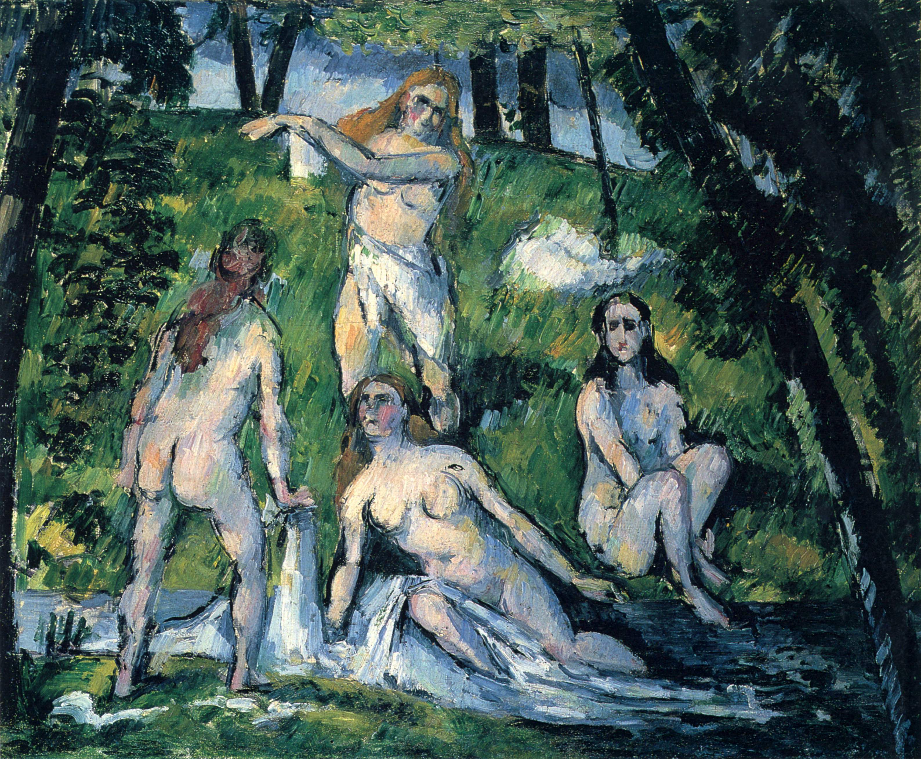 Four Bathers (1878) Paul Cézanne tablo - Dekolata