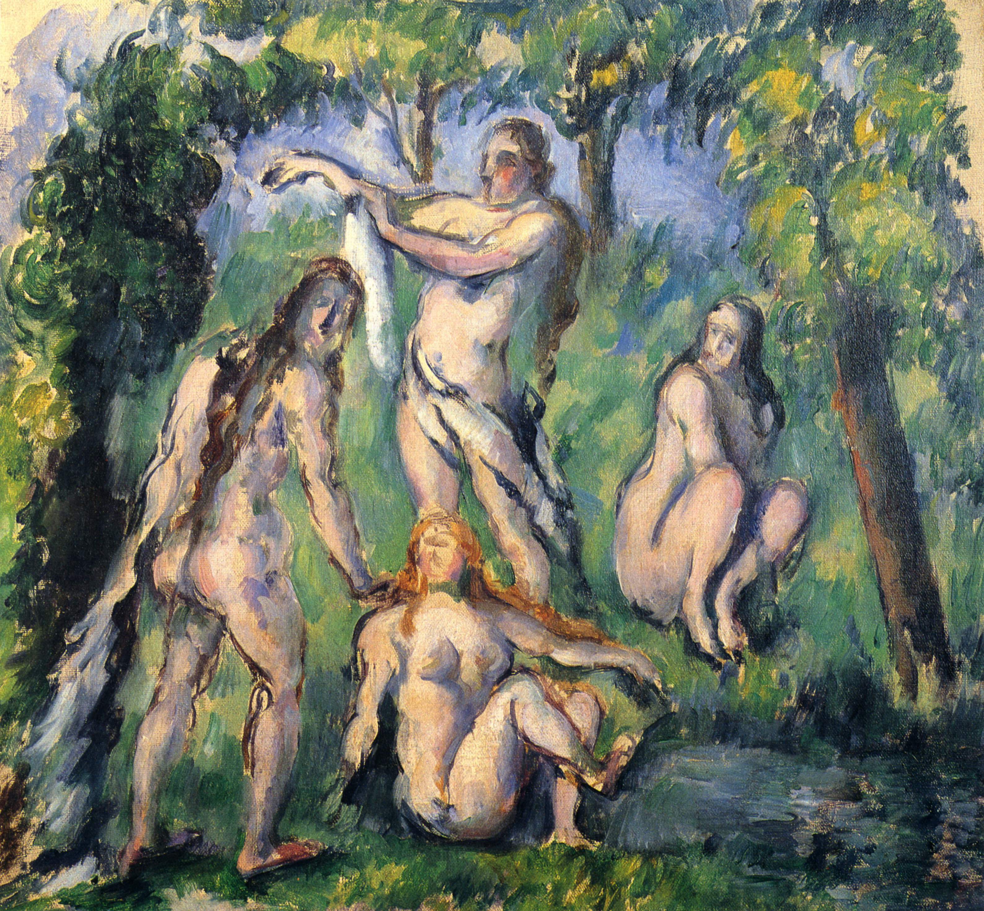 Four Bathers (1880) Paul Cézanne tablo - Dekolata