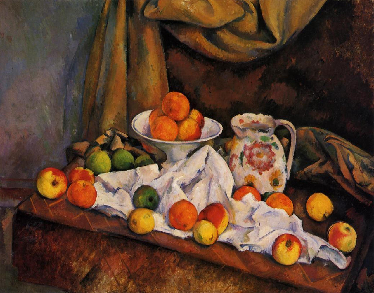 Fruit Bowl, Pitcher and Fruit (1894) – Paul Cézanne Tablo