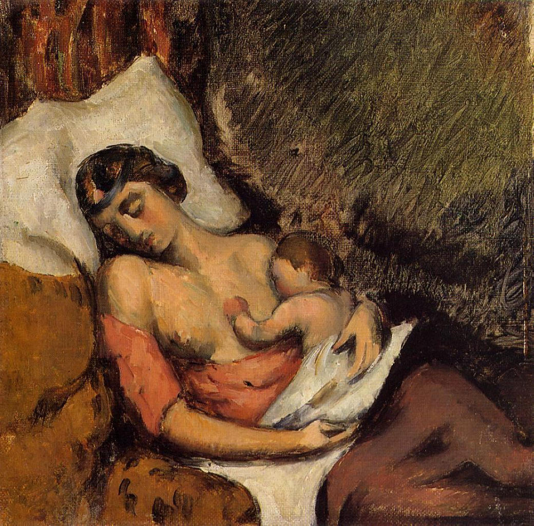 Hortense Breast Feeding Paul (1872) Paul Cézanne tablo - Dekolata