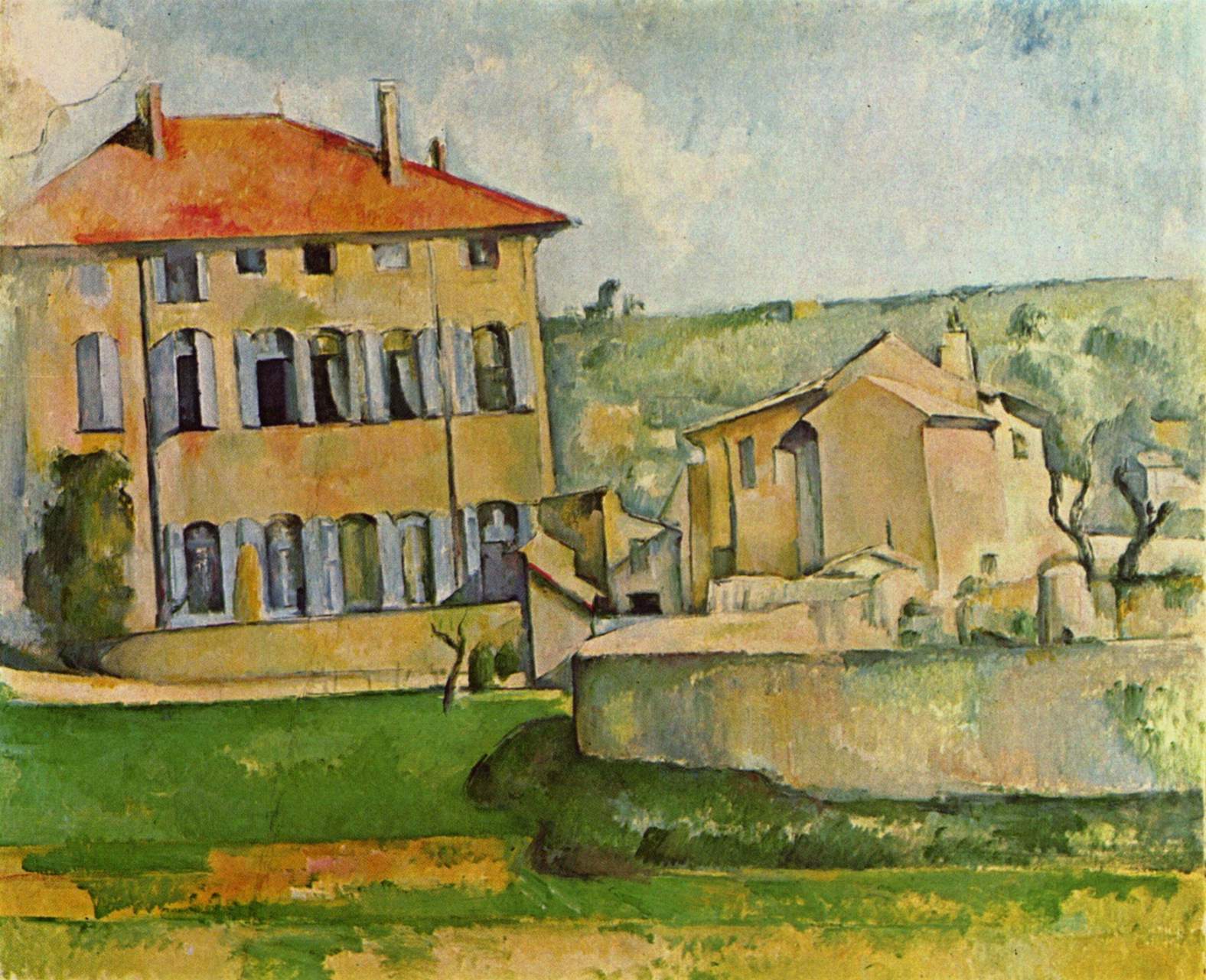 House and Farm at Jas de Bouffan (1887) Paul Cézanne tablo - Dekolata