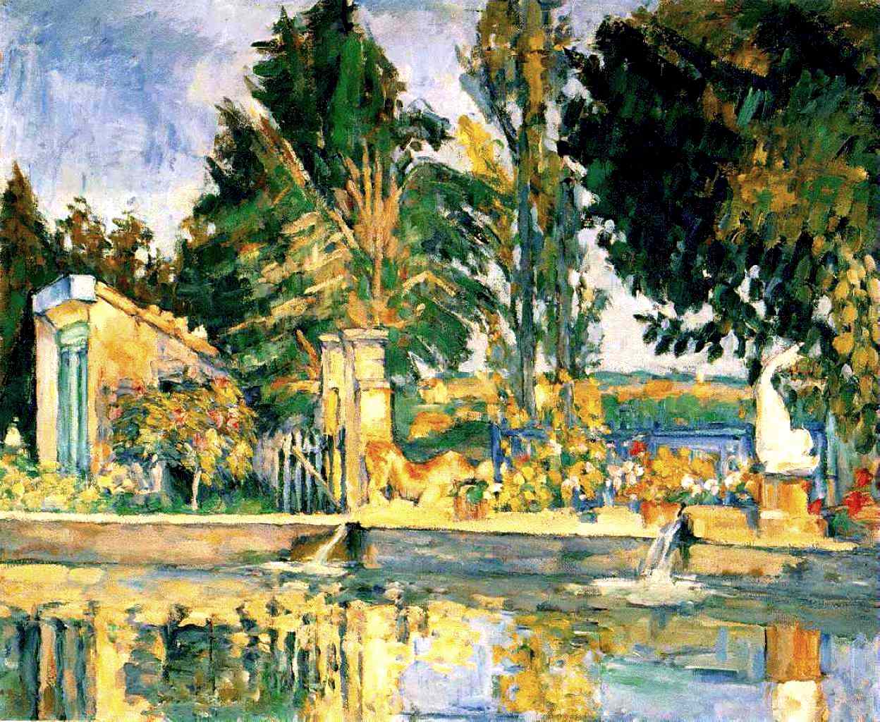 Jas de Bouffan, the pool (1876) – Paul Cézanne Tablo