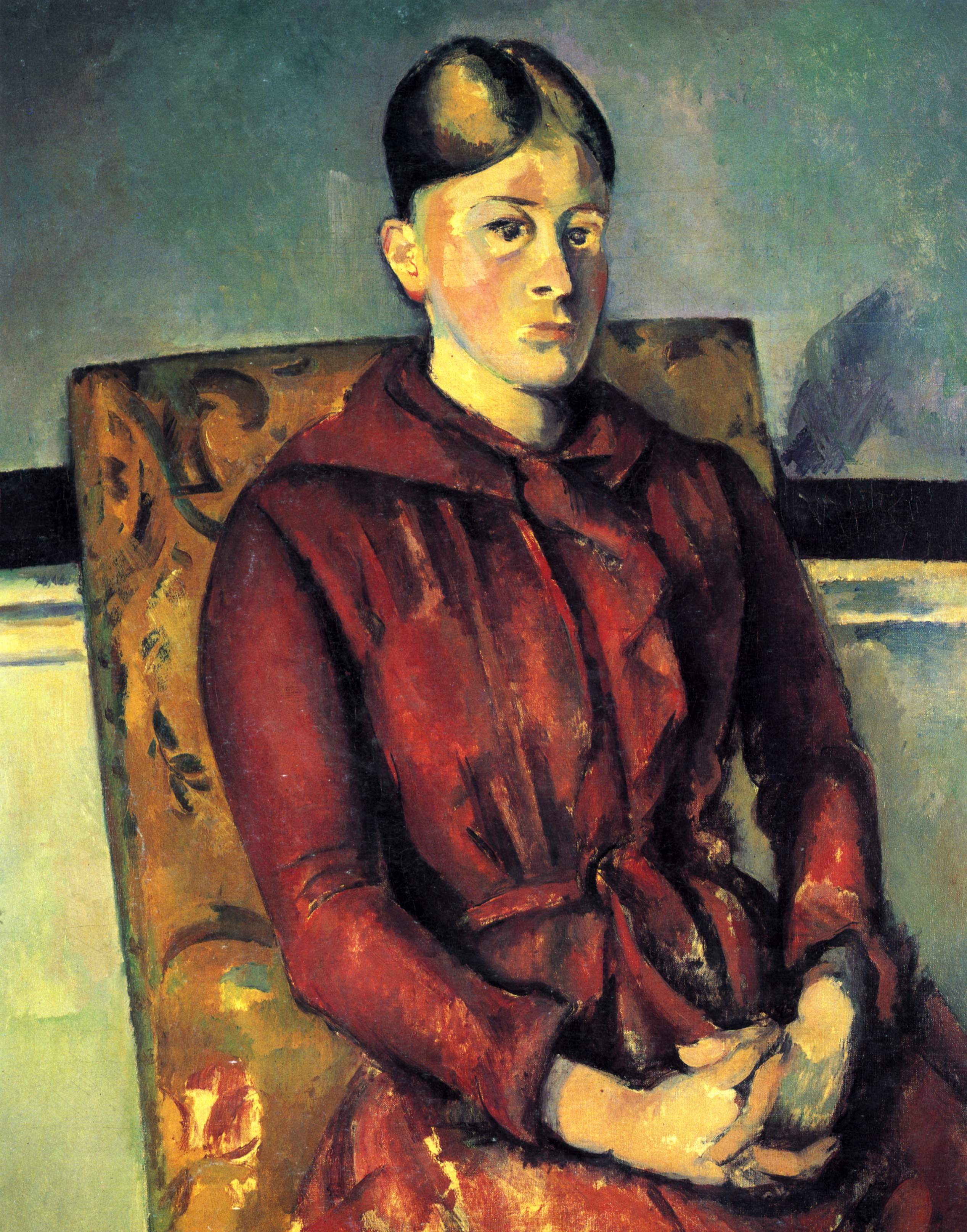 Madame Cezanne with a Yellow Armchair (1890) Paul Cézanne tablo - Dekolata