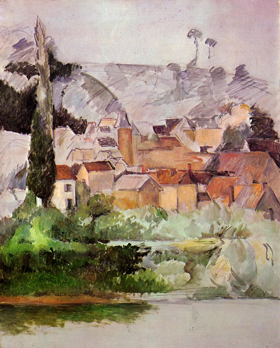 Medan Chateau and Village (1885) Paul Cézanne tablo - Dekolata
