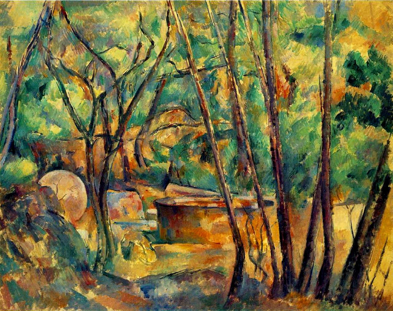 Millstone and Cistern Under Trees (1894) Paul Cézanne tablo - Dekolata