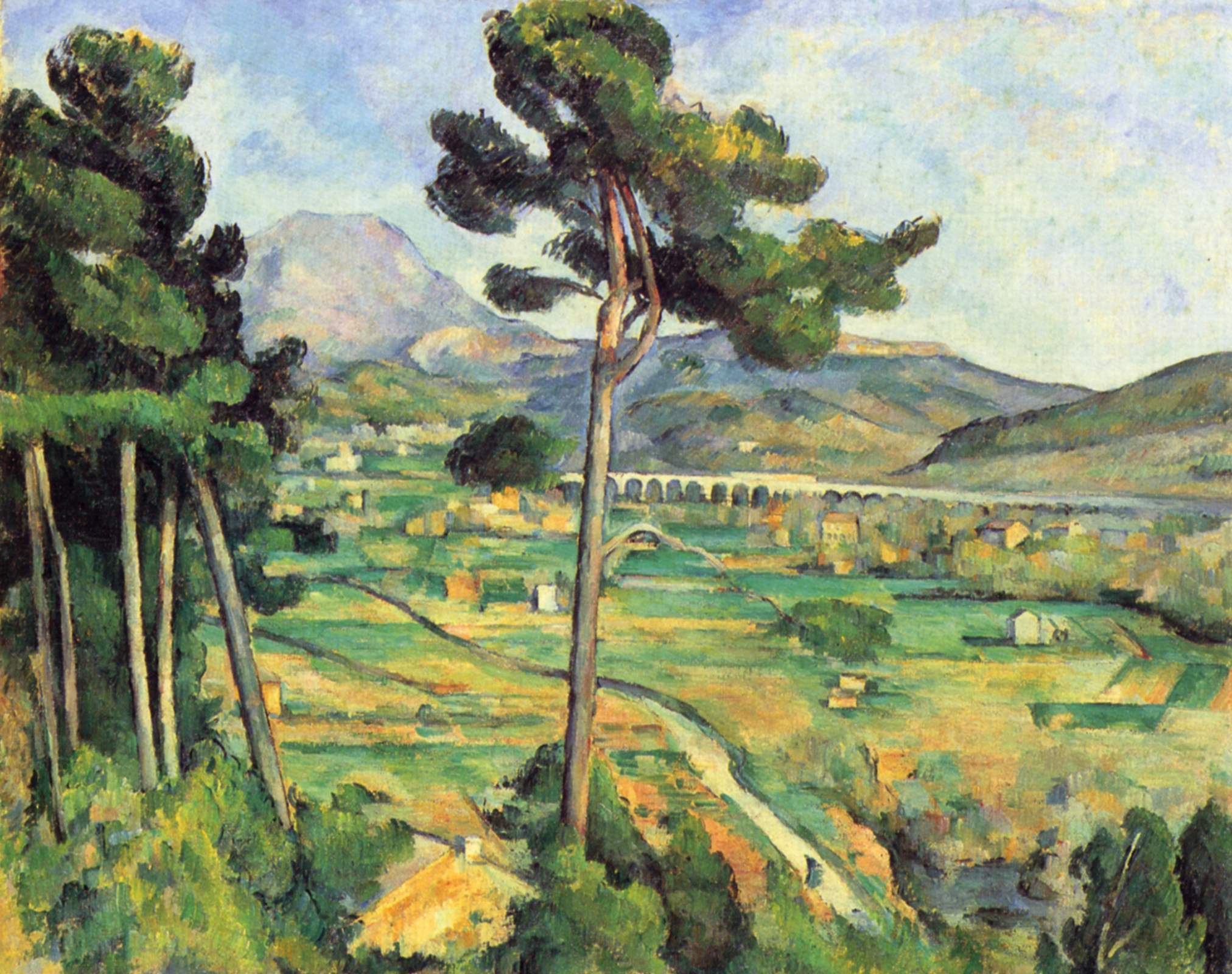 Mont Sainte Victoire and the Viaduct of the Arc River Valley (1882) Paul Cézanne tablo - Dekolata