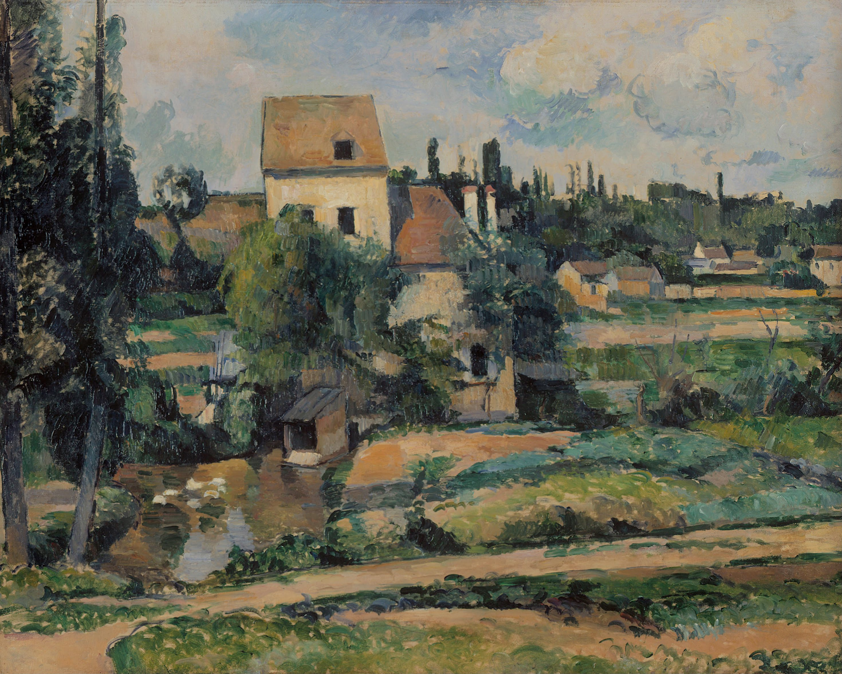 Moulin de la Couleuvre at Pontoise (1881) Paul Cézanne tablo - Dekolata