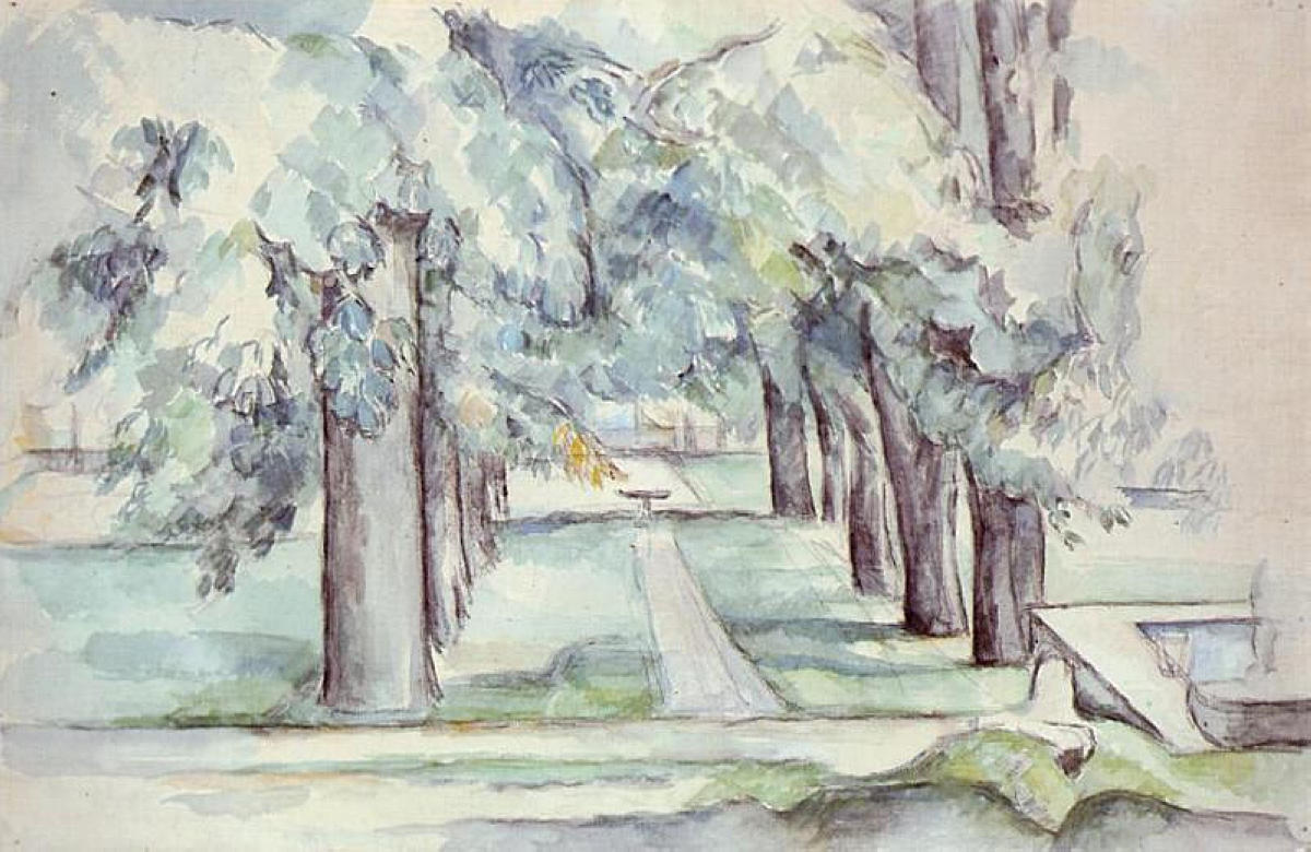 Pool and Lane of Chestnut Trees at Jas de Bouffan (1880) Paul Cézanne tablo - Dekolata