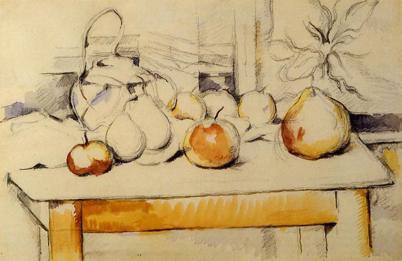 Pot of Ginger and Fruits on a Table (1890) Paul Cézanne tablo - Dekolata