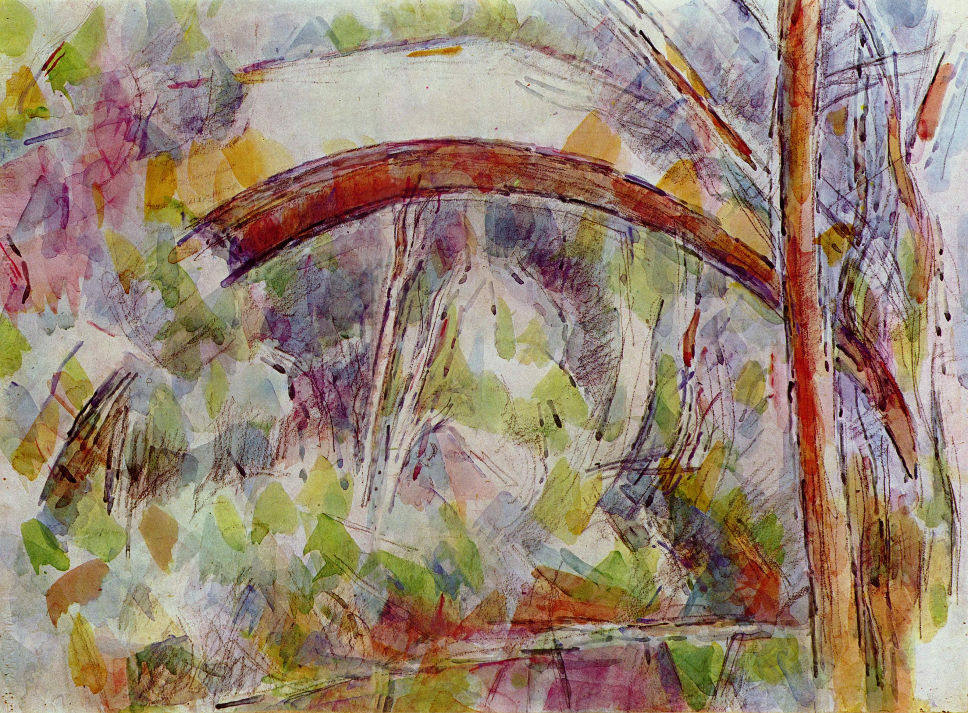 River at the bridge of the three sources (1906) – Paul Cézanne Tablo