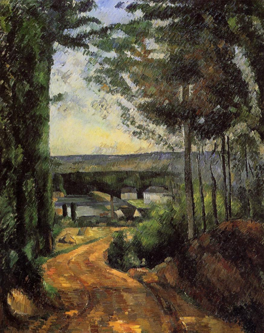 Road, Trees and Lake (1882) Paul Cézanne tablo - Dekolata