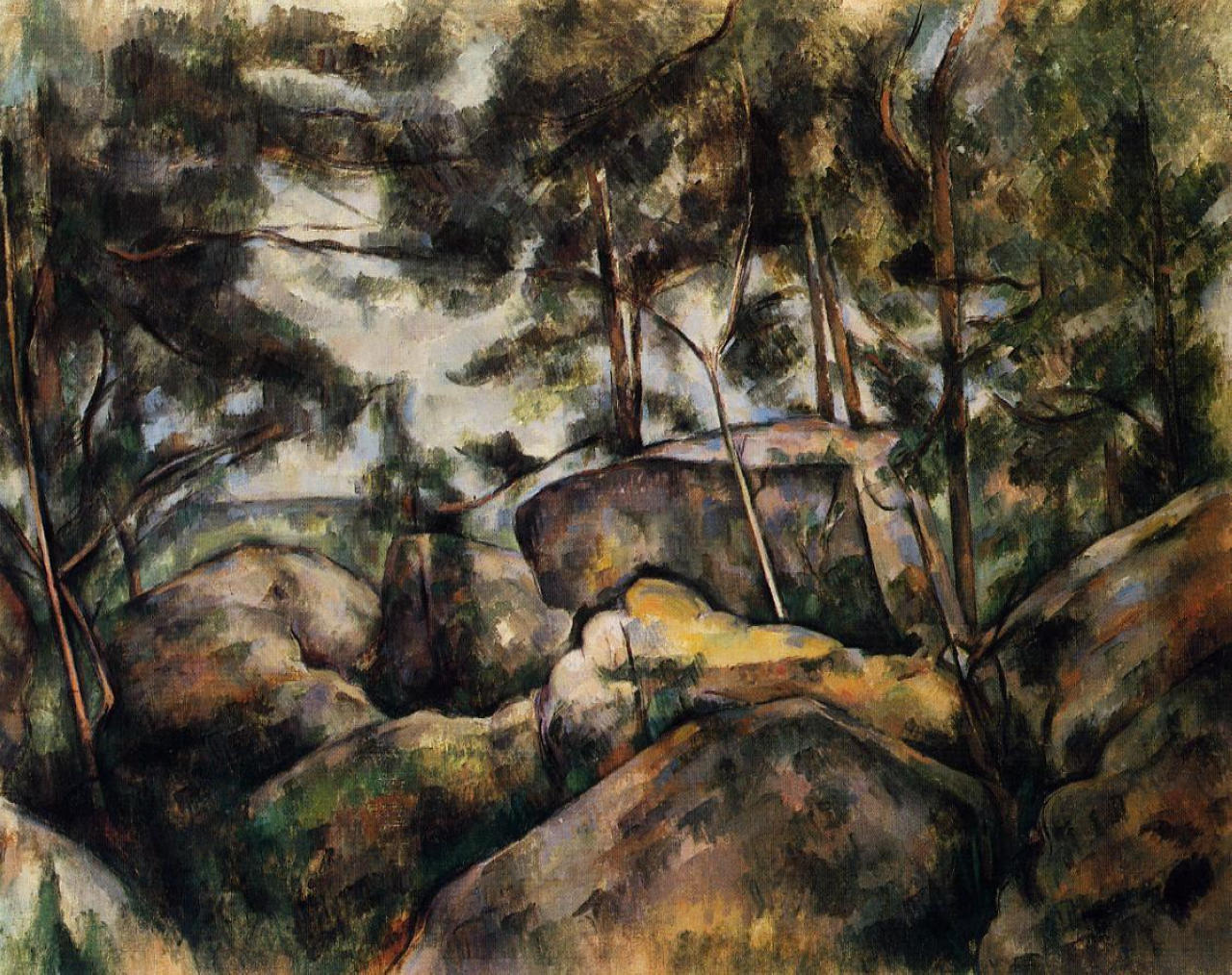 Rocks at Fountainebleau (1893) – Paul Cézanne Tablo