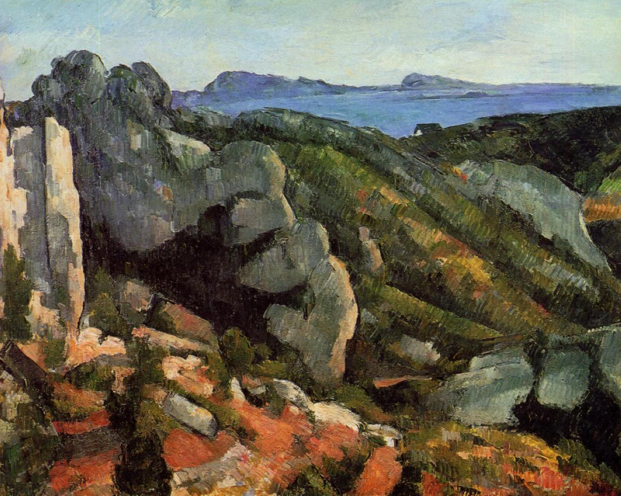 Rocks at L'Estaque (1882) Paul Cézanne tablo - Dekolata