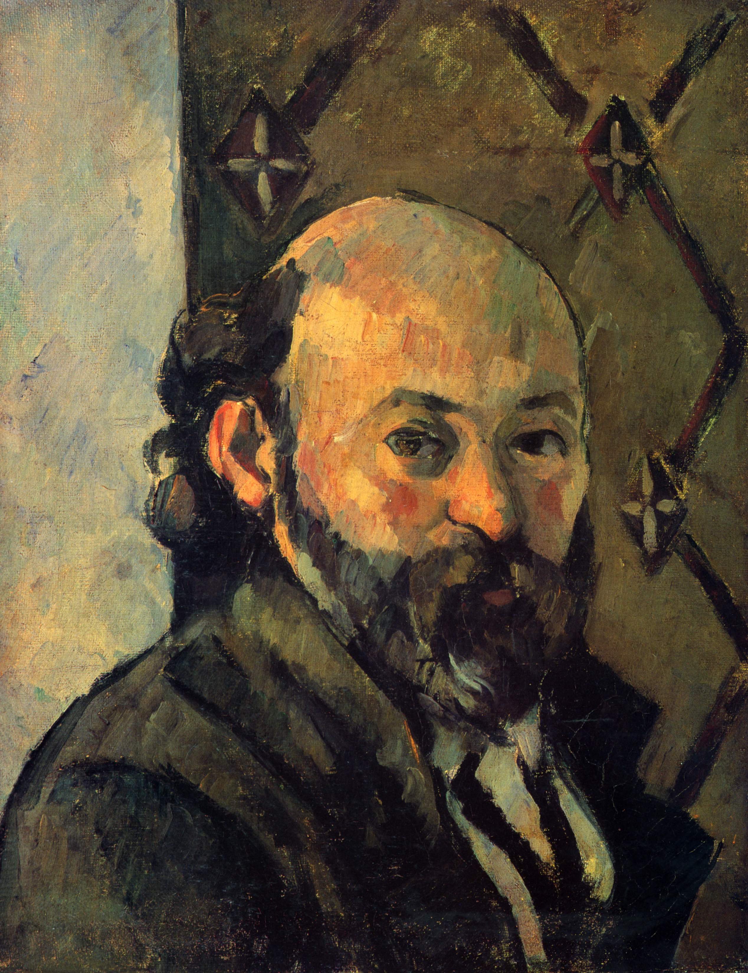Self portrait in front of olive wallpaper (1881) Paul Cézanne tablo - Dekolata