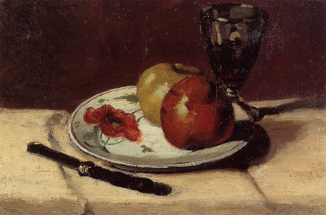 Still Life Apples and a Glass (1873) – Paul Cézanne Tablo