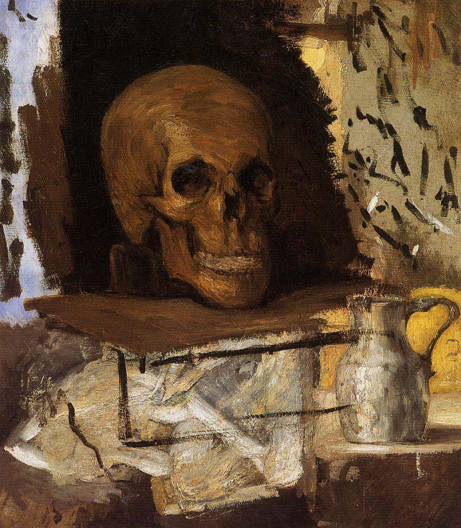 Still Life Skull and Waterjug (1870) Paul Cézanne tablo - Dekolata