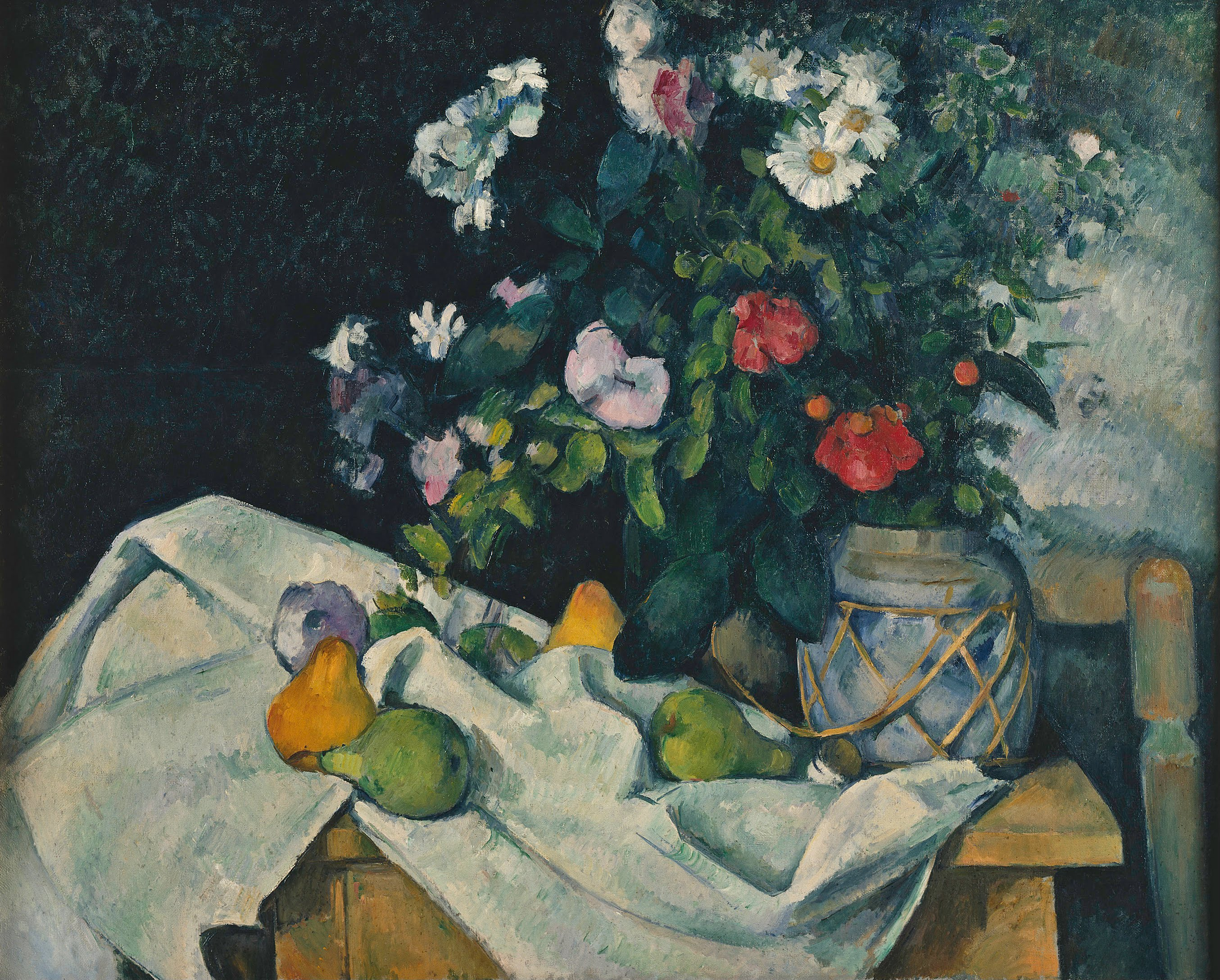 Still Life with Flowers and Fruit (1890) Paul Cézanne tablo - Dekolata