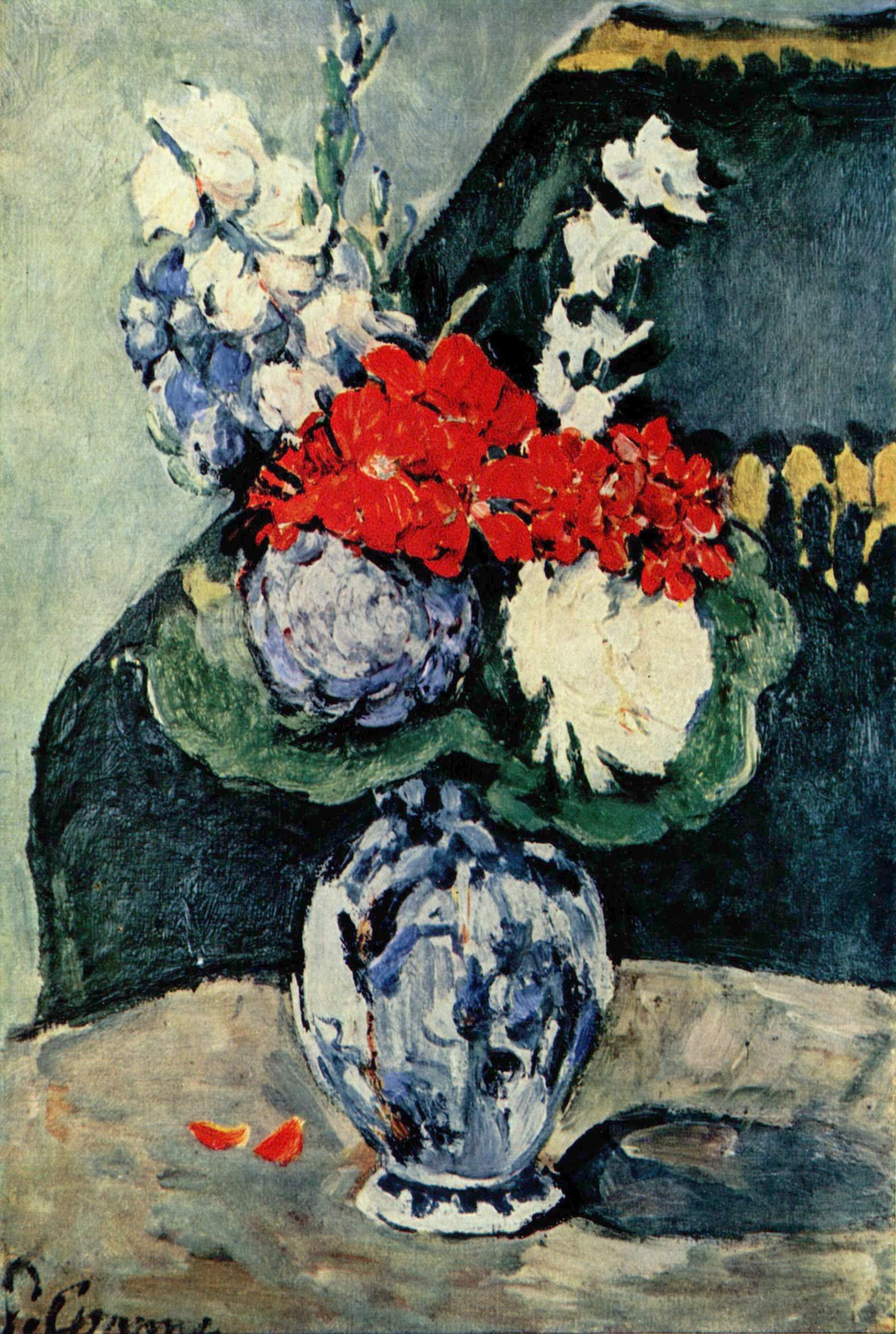 Still life, Delft vase with flowers (1874) Paul Cézanne tablo - Dekolata