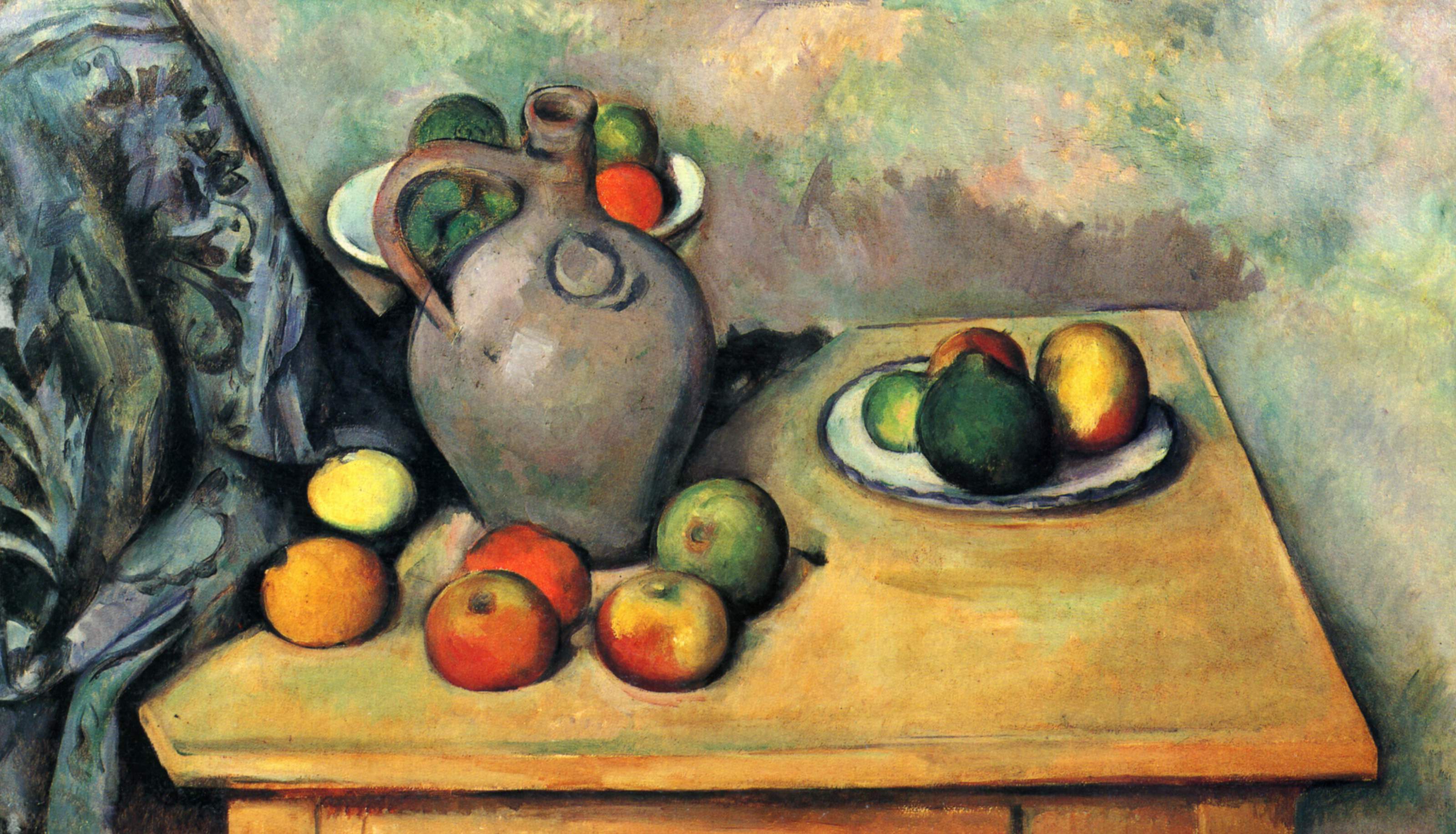 Still life, jug and fruit on a table (1894) Paul Cézanne tablo - Dekolata
