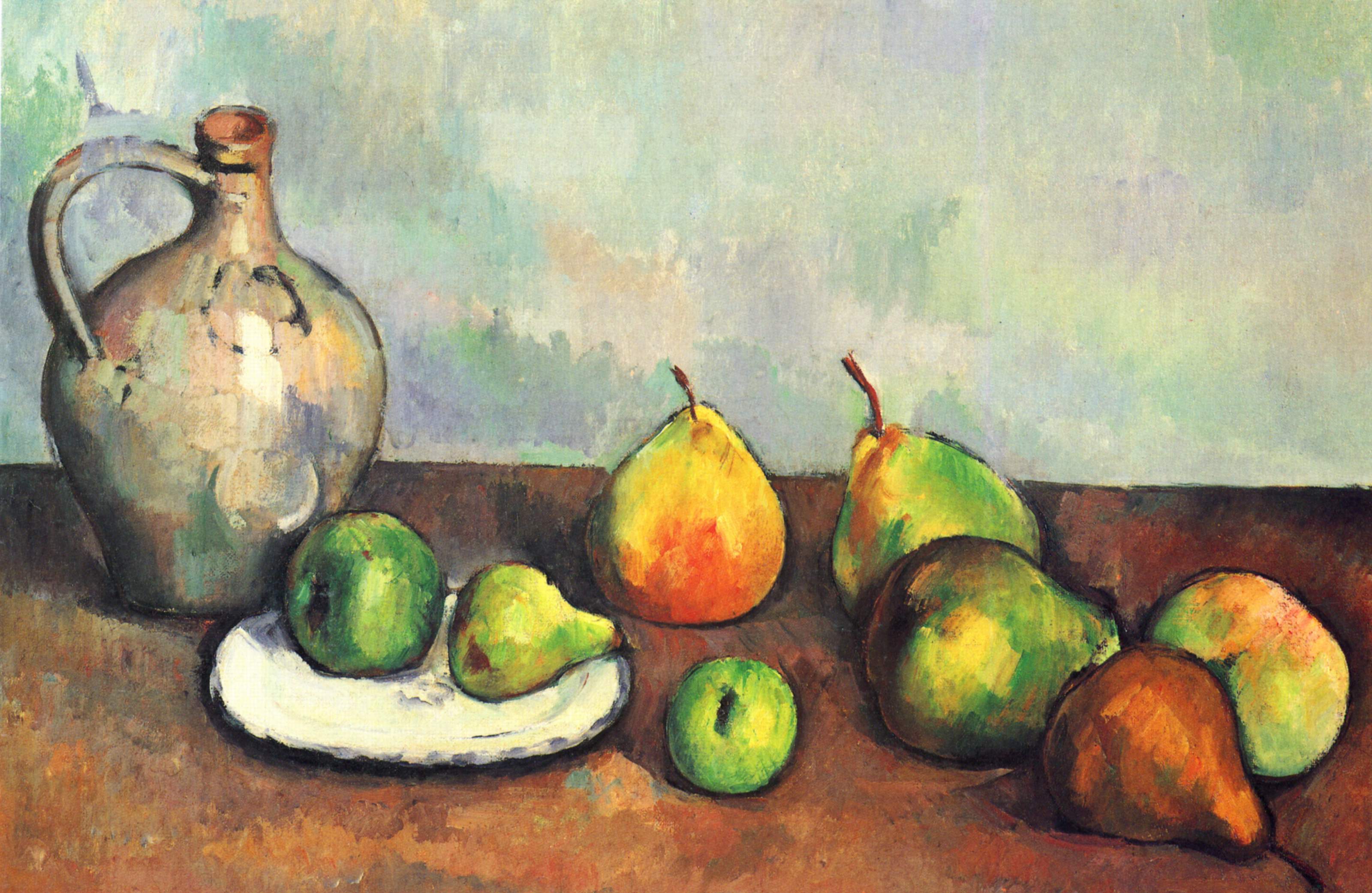 Still life, pitcher and fruit (1894) Paul Cézanne tablo - Dekolata
