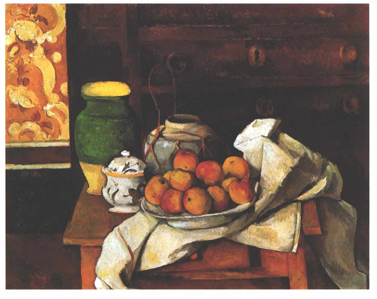 Still life in front of a chest of drawers (1883) Paul Cézanne tablo - Dekolata
