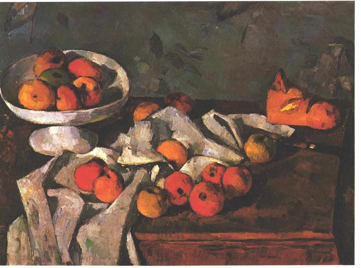Still life with a fruit dish and apples (1880) Paul Cézanne tablo - Dekolata