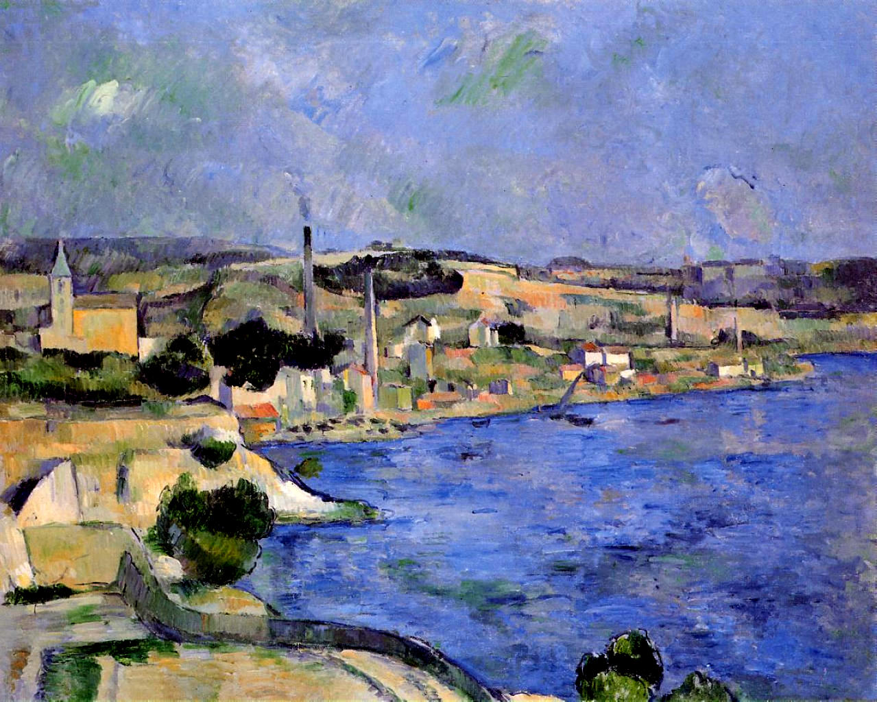 The Bay of l'Estaque and Saint Henri (1879) Paul Cézanne tablo - Dekolata