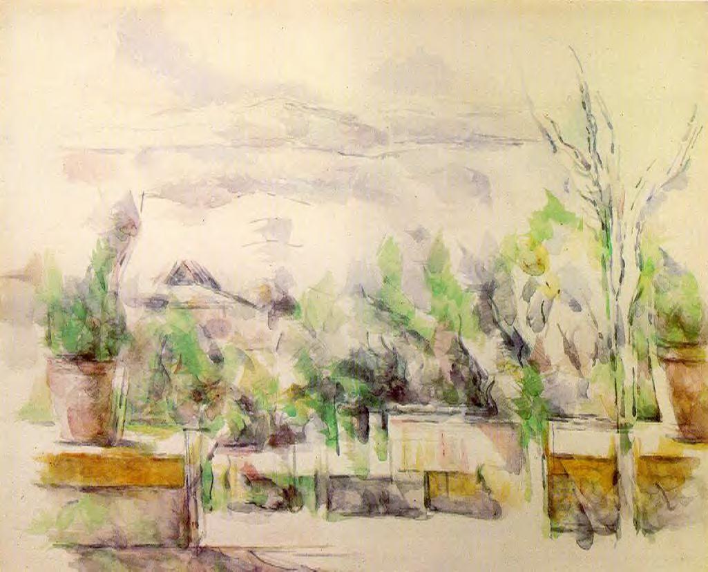 The Garden Terrace at Les Lauves (1906) Paul Cézanne tablo - Dekolata