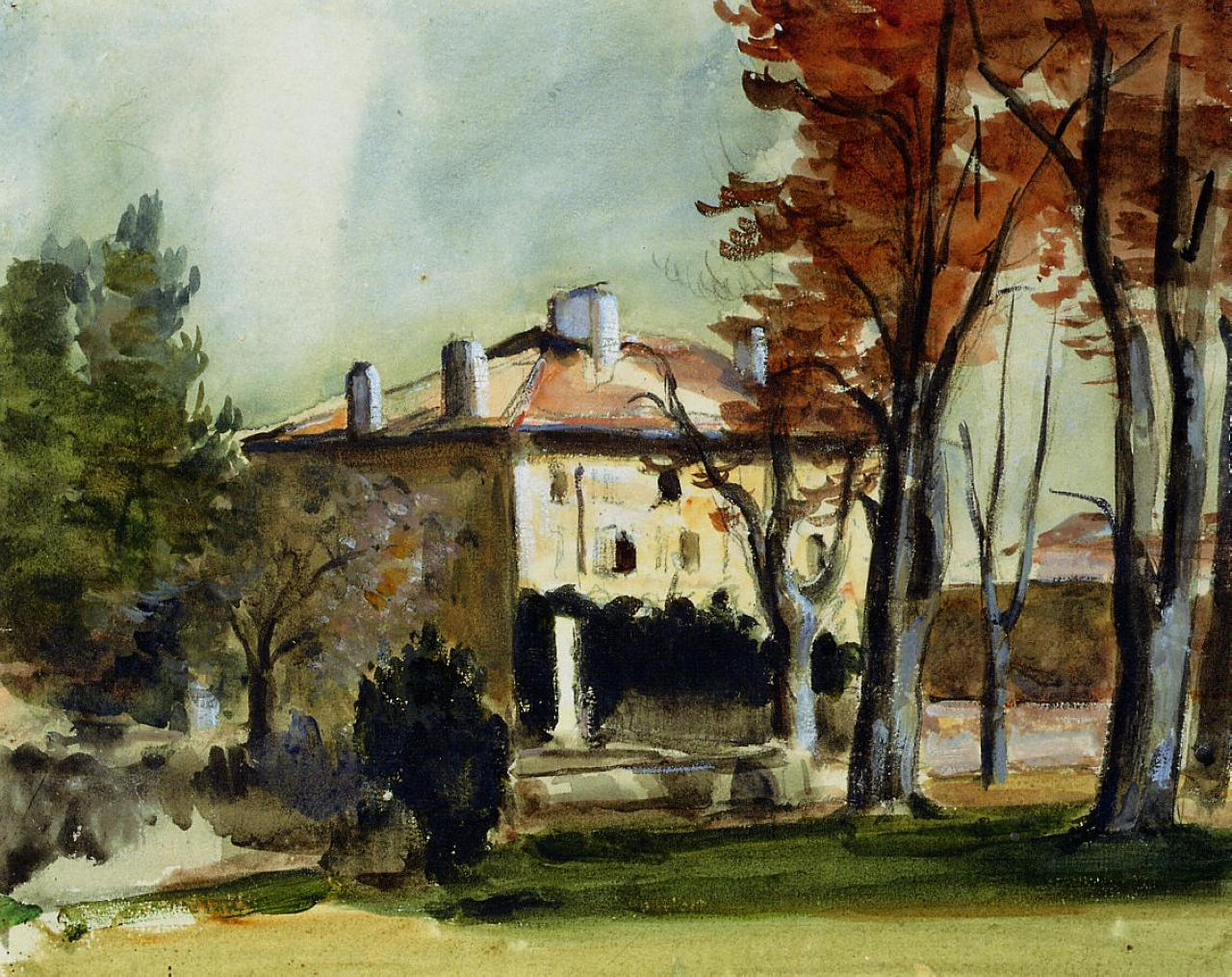 The Manor House at Jas de Bouffan (1870) Paul Cézanne tablo - Dekolata