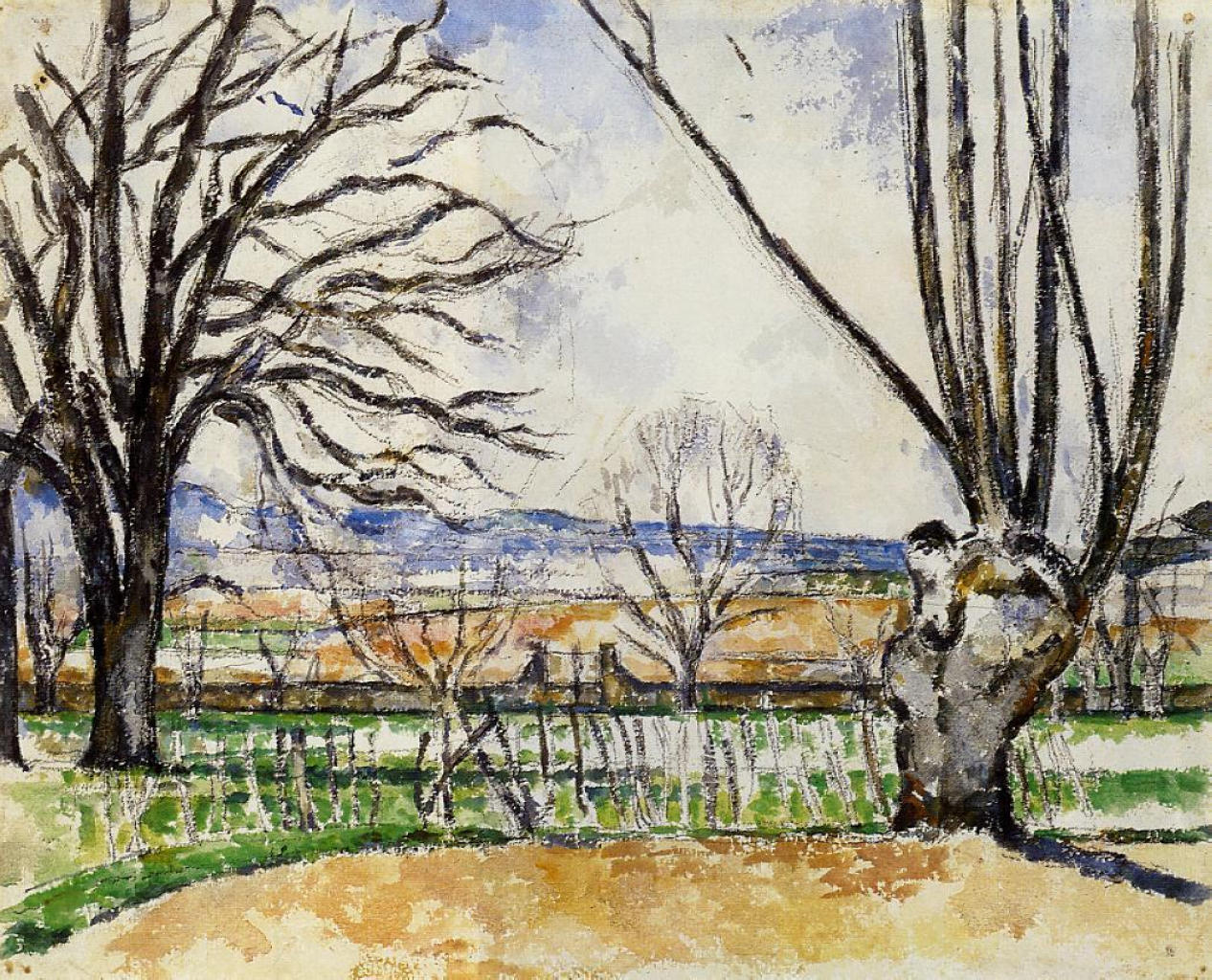 The Trees of Jas de Bouffan in Spring (1880) Paul Cézanne tablo - Dekolata