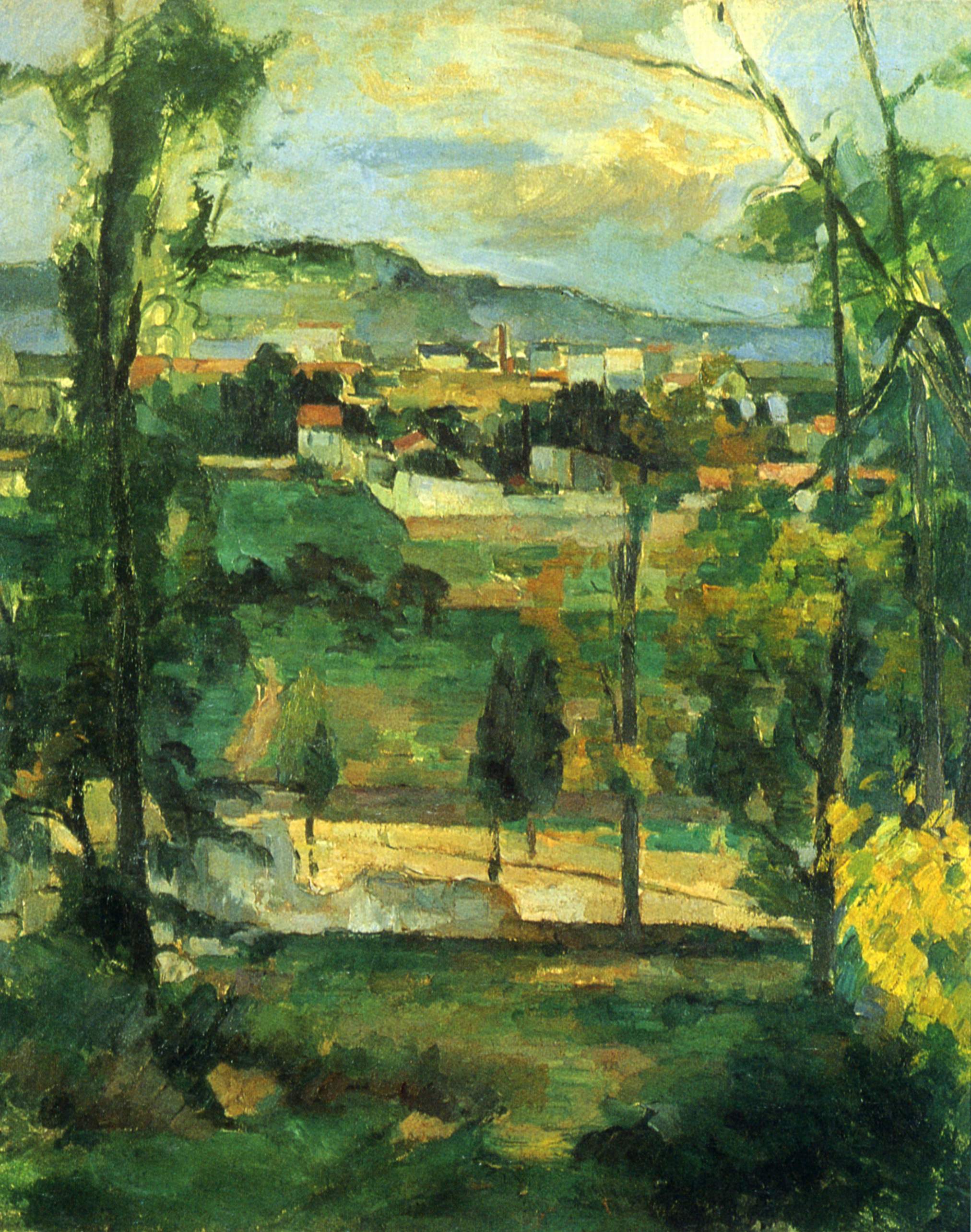 Village behind Trees (1879) Paul Cézanne tablo - Dekolata