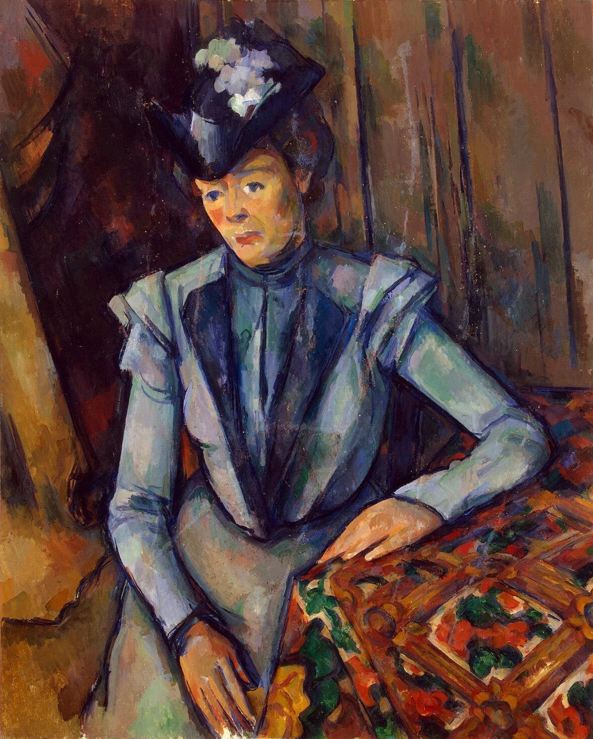 Woman in Blue. Madame Cezanne (1902) Paul Cézanne tablo - Dekolata