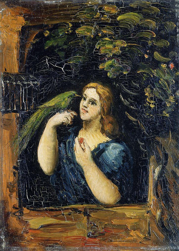 Woman with Parrot (1864) Paul Cézanne tablo - Dekolata