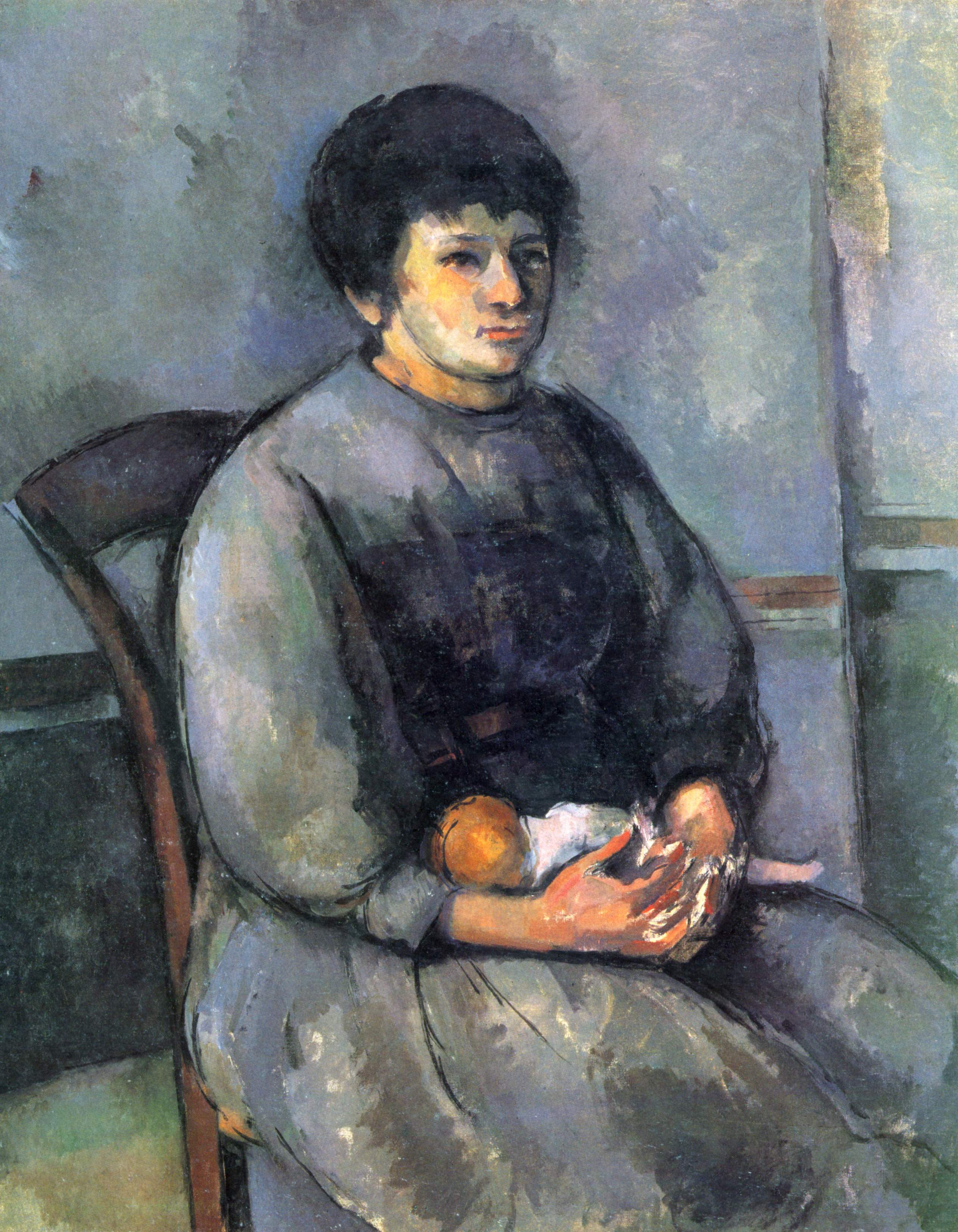 Young Girl with a Doll (1902) Paul Cézanne tablo - Dekolata