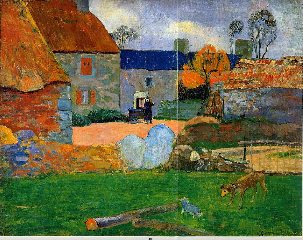 A blue roof (Farm in Pouldu) (1890) Paul Gauguin tablo - Dekolata