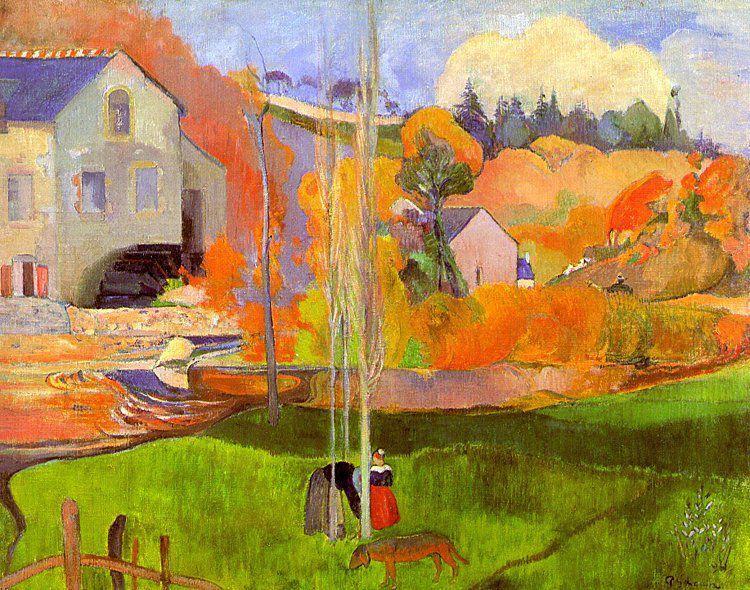 A breton landscape. David's mill. (1894) Paul Gauguin tablo - Dekolata